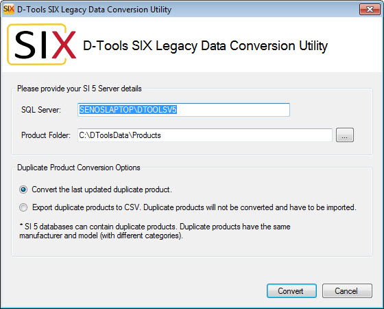 File:SIX_Guide/002_Installing_SIX/007_Upgrading_from_SI5.5/d-tools_six_legacy_data_converstion_utility_form.jpg