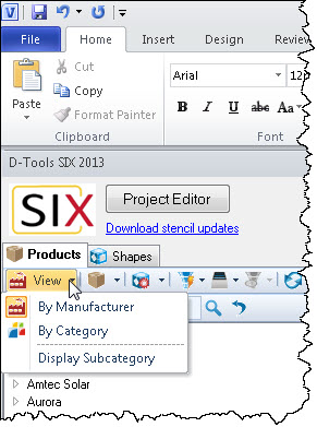 File:SIX_Guide/007_Projects/003_Visio_Interface/Product_Tree/view_menu.jpg