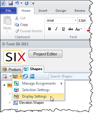 File:SIX_Guide/007_Projects/003_Visio_Interface/Visio_Shapes_for_SIX/Shape_Display_Settings/display_settings_from_d-tools_six_2013_window.jpg