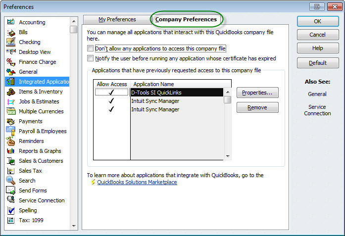 File:SIX_Guide/011_QuickBooks_Integration/001_Setup/company_preferences.jpg