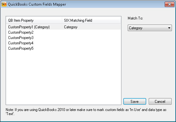 File:SIX_Guide/011_QuickBooks_Integration/002_Create_QuickBooks_Items/Sync_To_From_QuickBooks/quickbooks_custom_field_mapper.jpg
